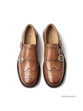 Monk Strap Loafers Cap Toe Business Casual Leather Shoes